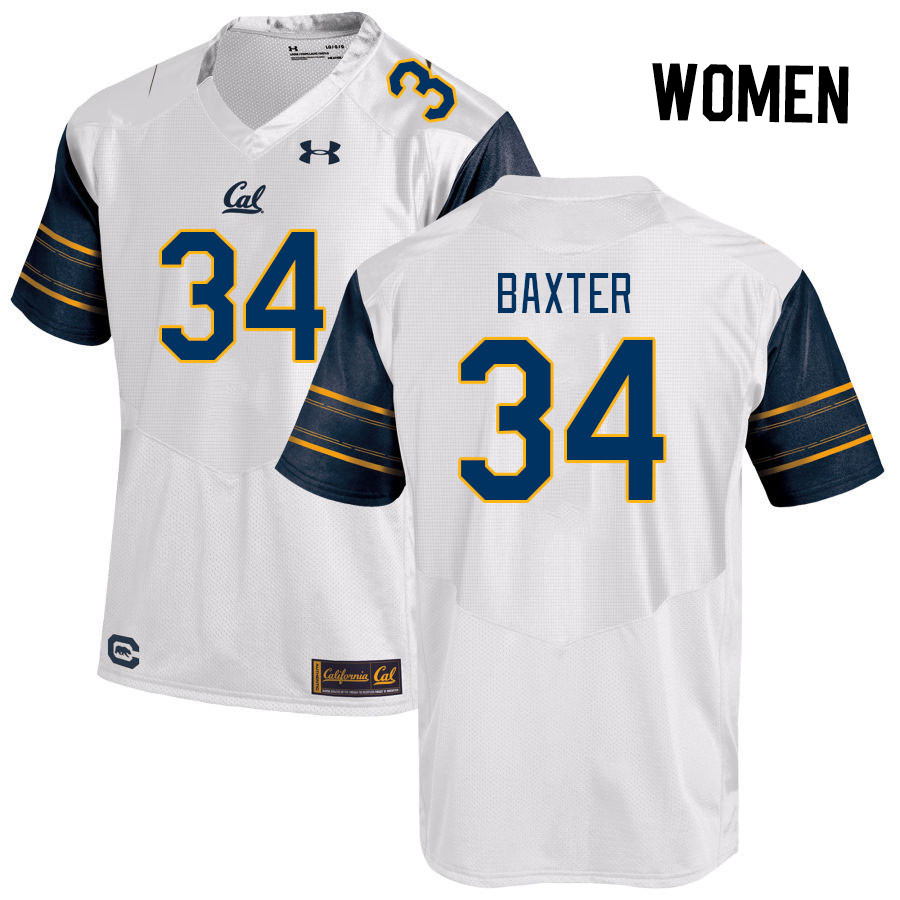 Women #34 Ethan Baxter California Golden Bears College Football Jerseys Stitched Sale-White - Click Image to Close